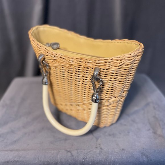 Wicker Framed Handbag with Zipper Top Detail - Picture 5 of 5